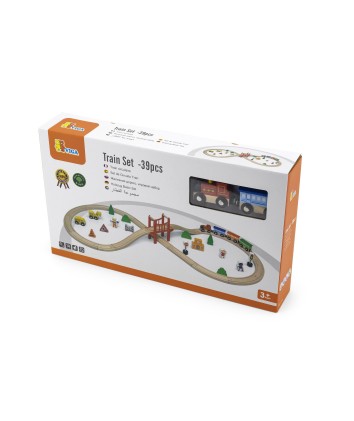 Wooden Train Set 39pcs