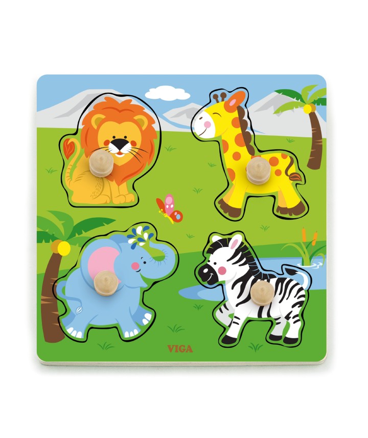 Big Wooden Knob Puzzle - Wild Animals