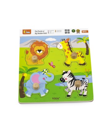 Big Wooden Knob Puzzle - Wild Animals