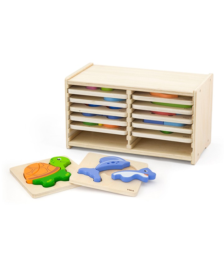 Block Puzzle - 12pcs Set with Storage Shelf